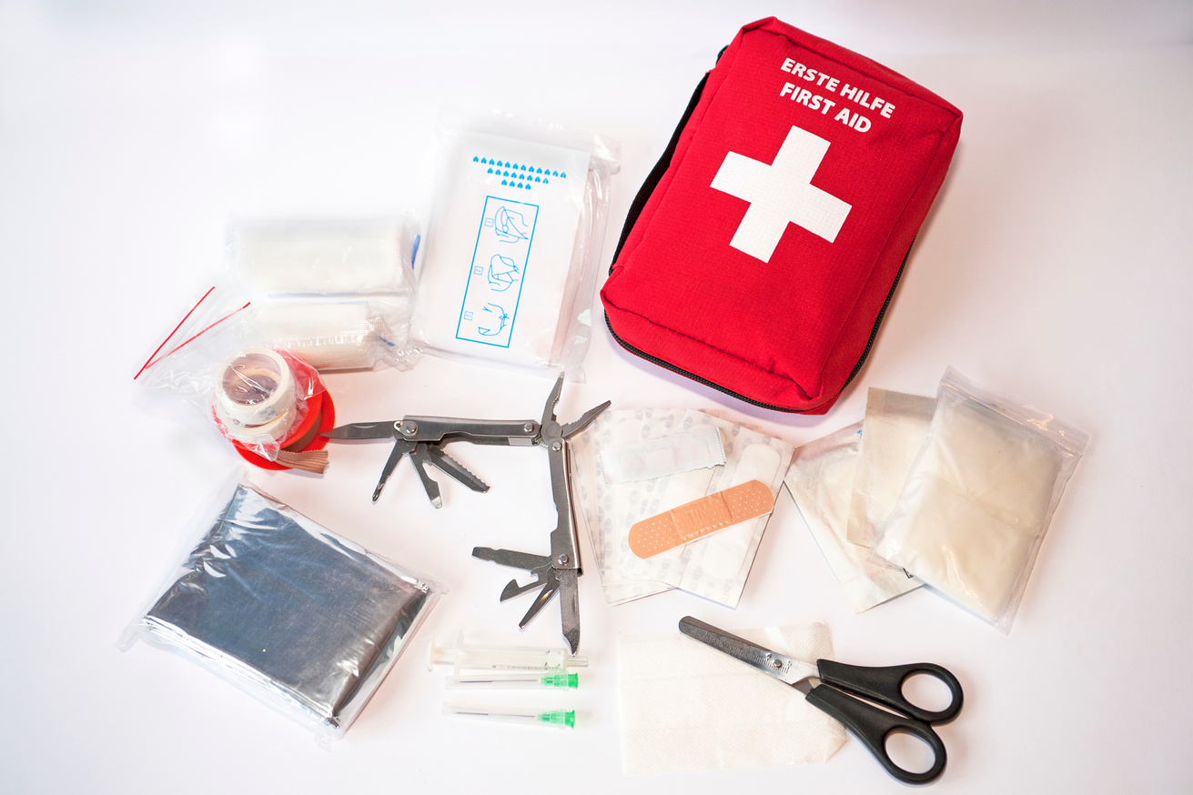 Open first aid kit